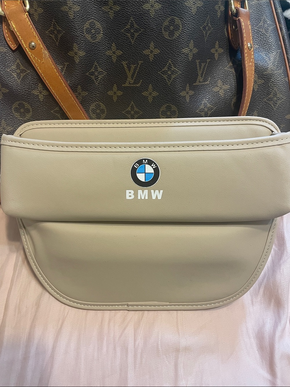 BMW Beige Crossbody Purse with Logo